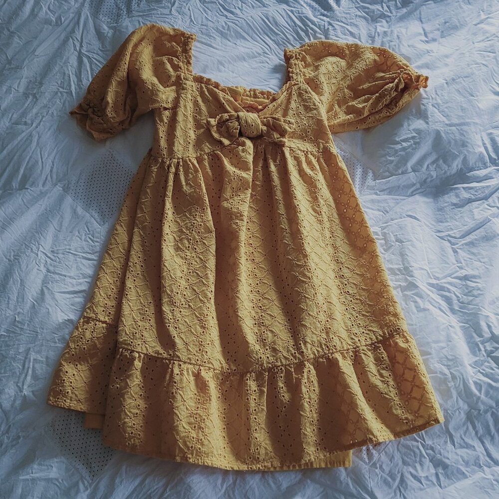 Janie and Jack Golden Apricot Eyelet Dress 8
